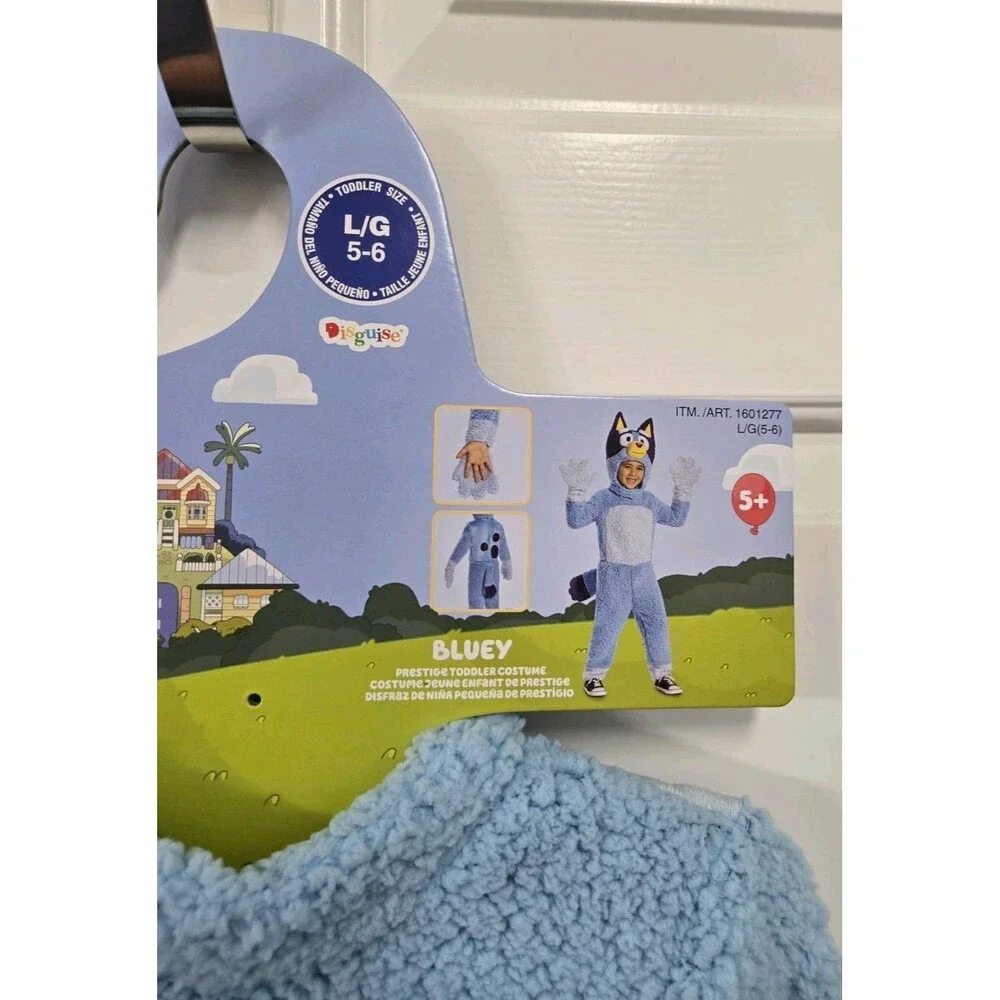 Disguise Deluxe Bluey Costume Toddler Size Large 5/6 Jumpsuit & Head Piece